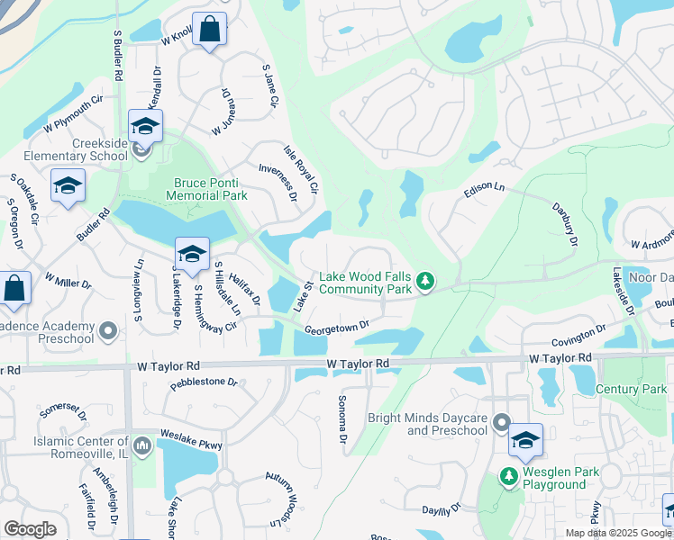 map of restaurants, bars, coffee shops, grocery stores, and more near 21564 Franklin Circle in Plainfield