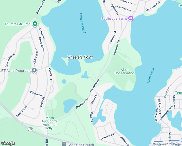 map of restaurants, bars, coffee shops, grocery stores, and more near 84 Hooppole Road in Mashpee
