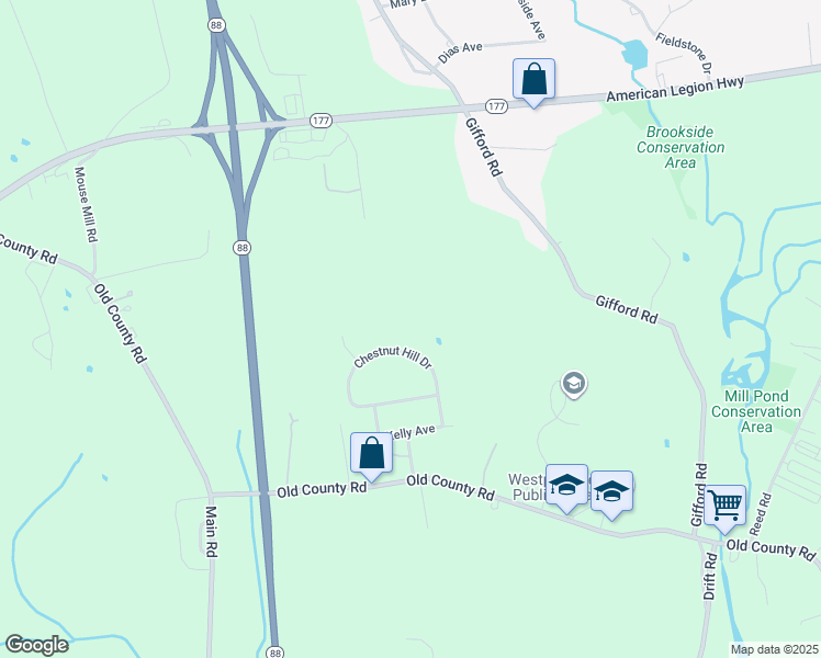 map of restaurants, bars, coffee shops, grocery stores, and more near 23 Chestnut Hill Drive in Westport
