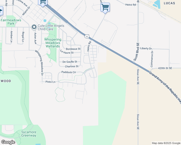 map of restaurants, bars, coffee shops, grocery stores, and more near 2908 Heinz Road in Iowa City