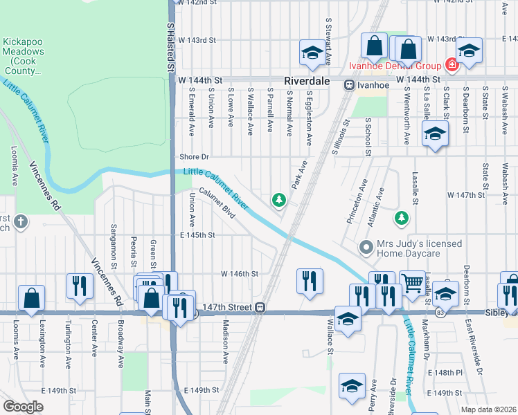 map of restaurants, bars, coffee shops, grocery stores, and more near 369 Streamside Drive in Harvey