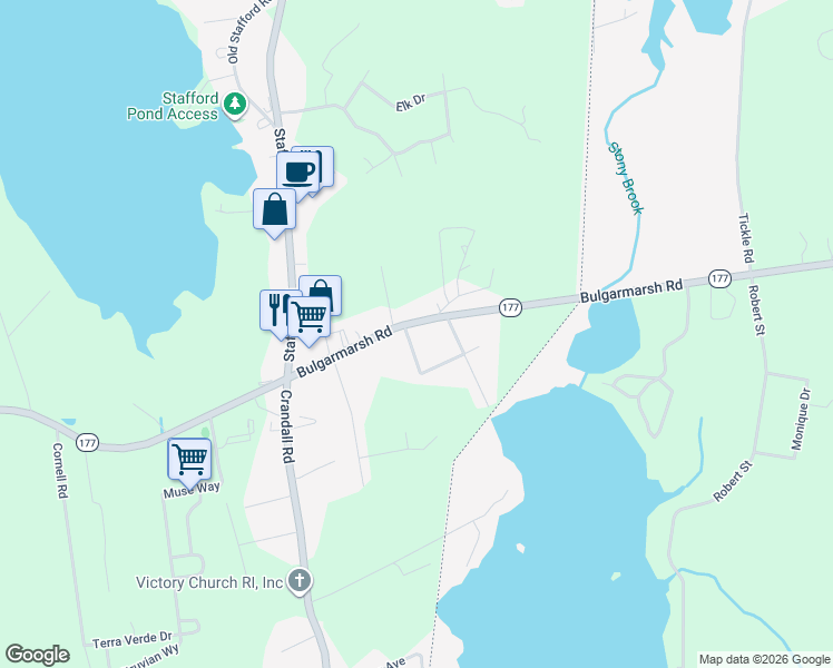 map of restaurants, bars, coffee shops, grocery stores, and more near 6 Indian Hill Road in Tiverton