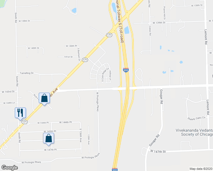 map of restaurants, bars, coffee shops, grocery stores, and more near 16222 West 143rd Street in Lockport
