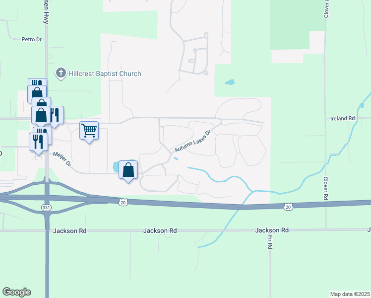 map of restaurants, bars, coffee shops, grocery stores, and more near 1109 Hidden Lakes Drive in Mishawaka