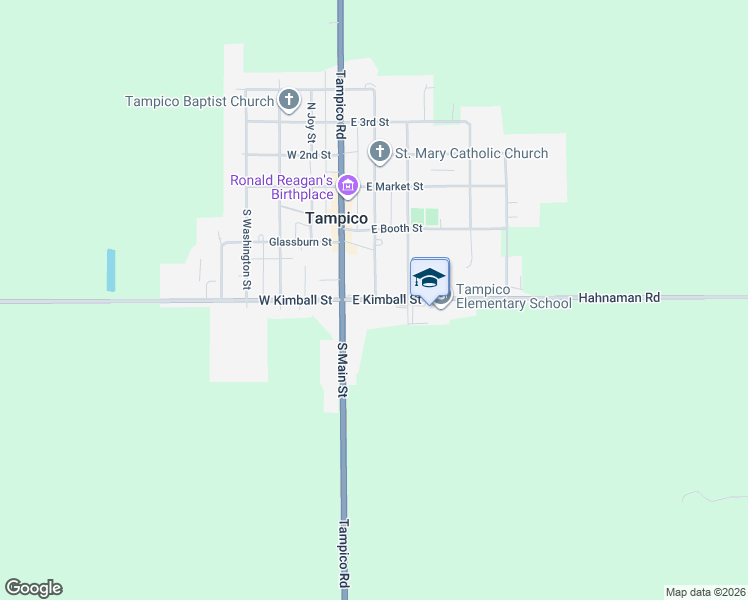 map of restaurants, bars, coffee shops, grocery stores, and more near 103 East Kimball Street in Tampico