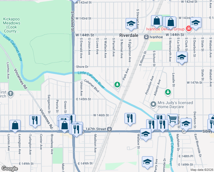 map of restaurants, bars, coffee shops, grocery stores, and more near 369 Streamside Drive in Harvey