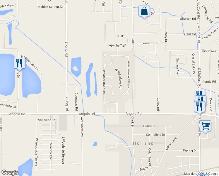 map of restaurants, bars, coffee shops, grocery stores, and more near 722 Hammersmith Circle in Holland