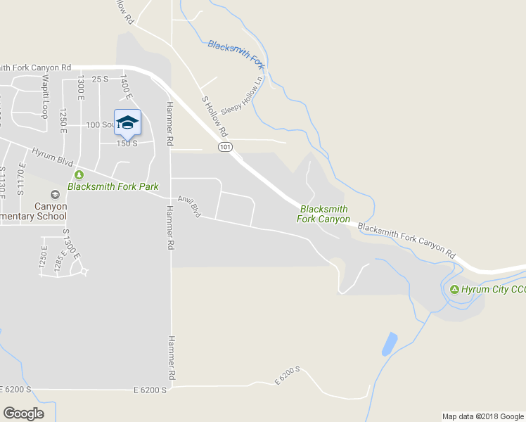 map of restaurants, bars, coffee shops, grocery stores, and more near 227 South 1810 East in Hyrum