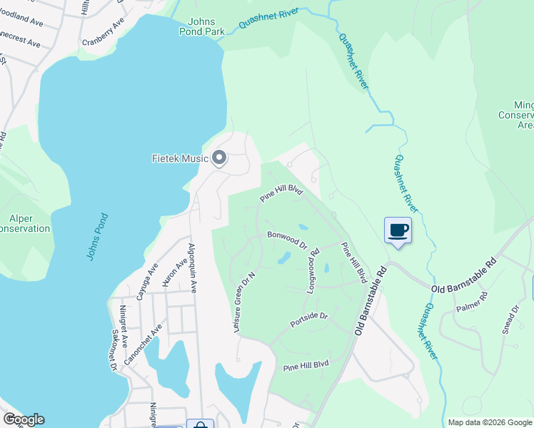 map of restaurants, bars, coffee shops, grocery stores, and more near 183 Leisure Green Drive North in Mashpee