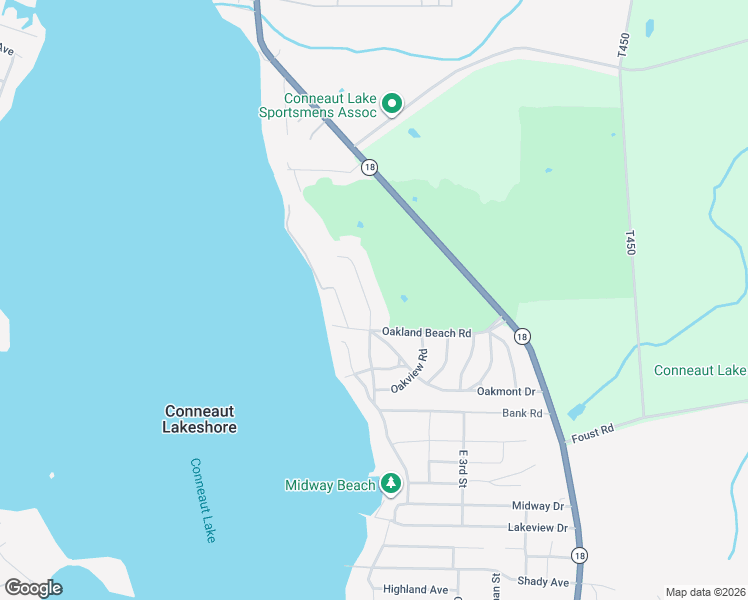 map of restaurants, bars, coffee shops, grocery stores, and more near 11850 Morningshore Drive in Conneaut Lake