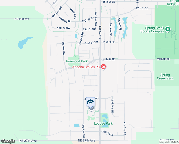 map of restaurants, bars, coffee shops, grocery stores, and more near 2560 1st Avenue South in Altoona