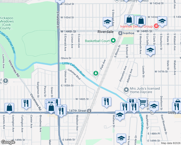 map of restaurants, bars, coffee shops, grocery stores, and more near 369 Streamside Drive in Harvey