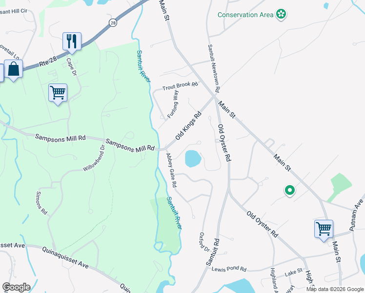 map of restaurants, bars, coffee shops, grocery stores, and more near 44 Queen Anne Lane in Barnstable