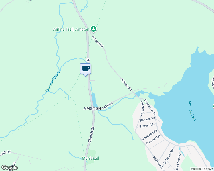 map of restaurants, bars, coffee shops, grocery stores, and more near 90 North Pond Road in Hebron