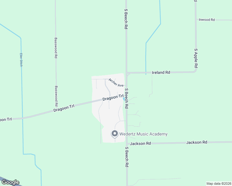 map of restaurants, bars, coffee shops, grocery stores, and more near 11047 Dragoon Trail in Mishawaka