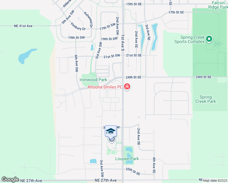 map of restaurants, bars, coffee shops, grocery stores, and more near 2560 1st Avenue South in Altoona