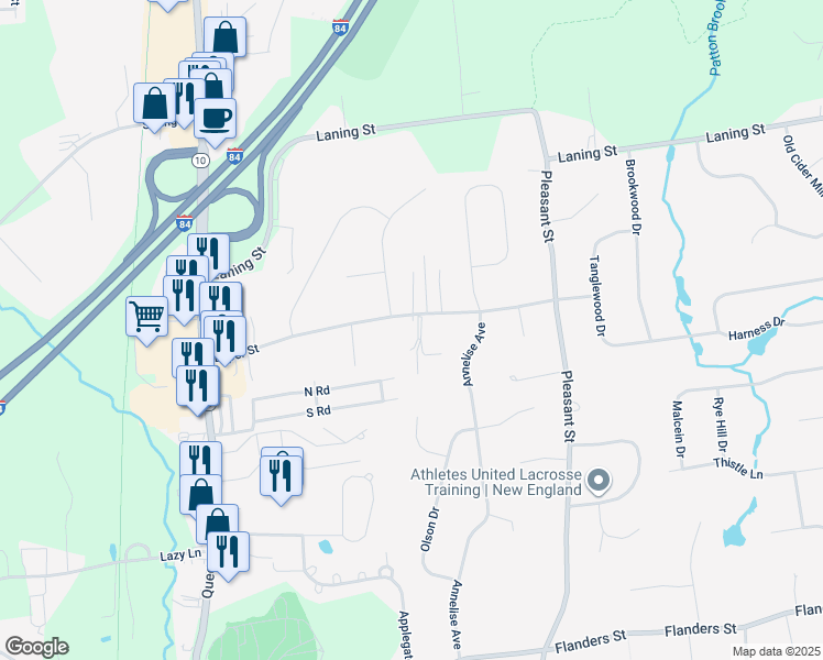 map of restaurants, bars, coffee shops, grocery stores, and more near 226 Loper Street in Southington
