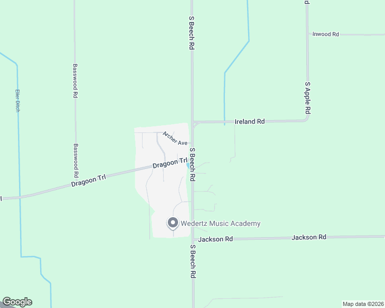 map of restaurants, bars, coffee shops, grocery stores, and more near 11047 Dragoon Trail in Mishawaka