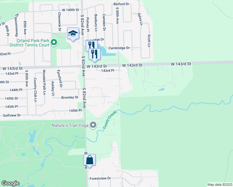 map of restaurants, bars, coffee shops, grocery stores, and more near 14440 South 80th Avenue in Orland Park