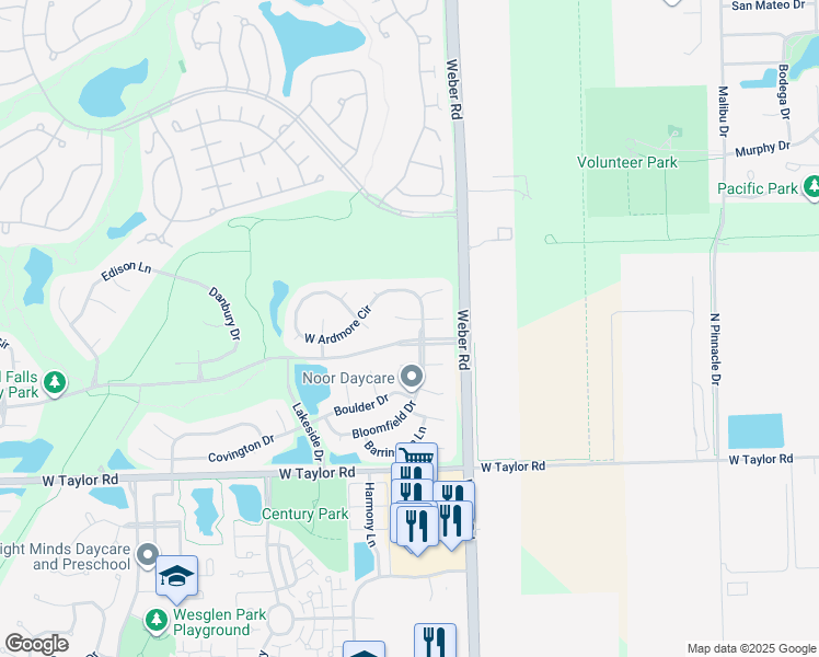map of restaurants, bars, coffee shops, grocery stores, and more near 20905 West Ames Court in Plainfield