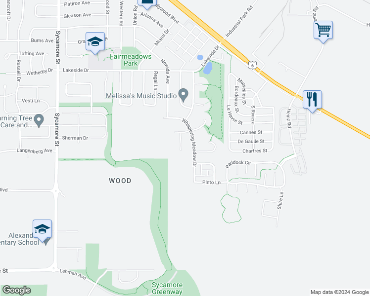 map of restaurants, bars, coffee shops, grocery stores, and more near 2705 Whispering Meadow Drive in Iowa City