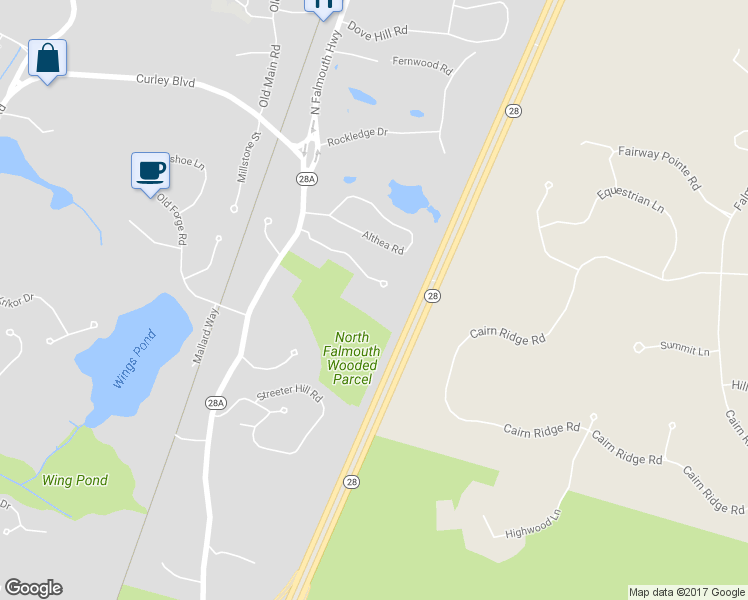 map of restaurants, bars, coffee shops, grocery stores, and more near 31 Teneycke Hill Road in Falmouth