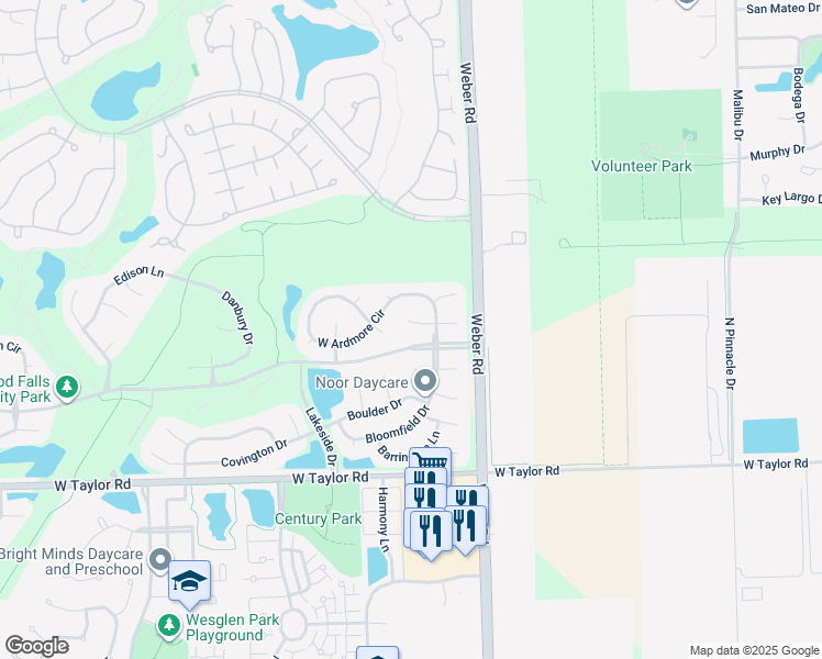 map of restaurants, bars, coffee shops, grocery stores, and more near 20905 West Ames Court in Plainfield