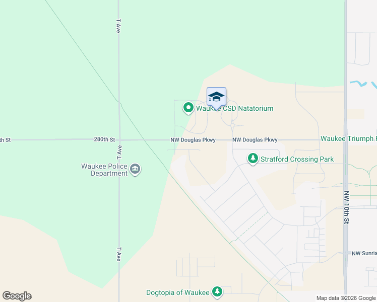 map of restaurants, bars, coffee shops, grocery stores, and more near Raccoon River Valley Trail in Waukee