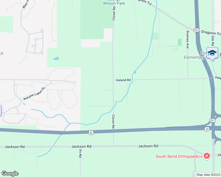 map of restaurants, bars, coffee shops, grocery stores, and more near 59528-59618 Clover Road in Mishawaka