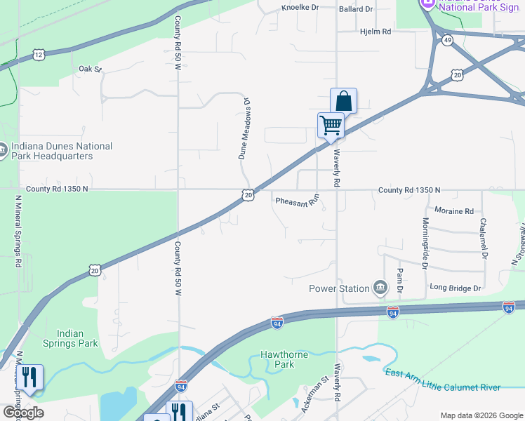 map of restaurants, bars, coffee shops, grocery stores, and more near 800-940 Quail Ridge Drive in Porter