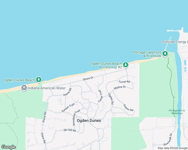 map of restaurants, bars, coffee shops, grocery stores, and more near 81 Shore Drive in Ogden Dunes