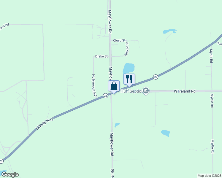 map of restaurants, bars, coffee shops, grocery stores, and more near 59481 Mayflower Road in St. Joseph County