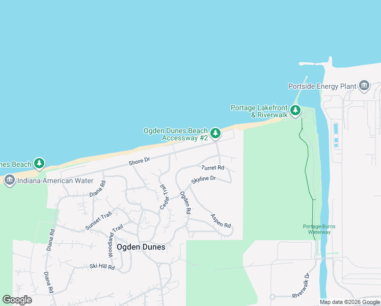 map of restaurants, bars, coffee shops, grocery stores, and more near 54-66 Ogden Road in Ogden Dunes