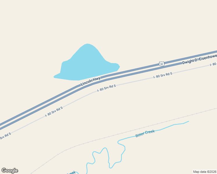 map of restaurants, bars, coffee shops, grocery stores, and more near I- 80 Srv Road South in Rock Springs