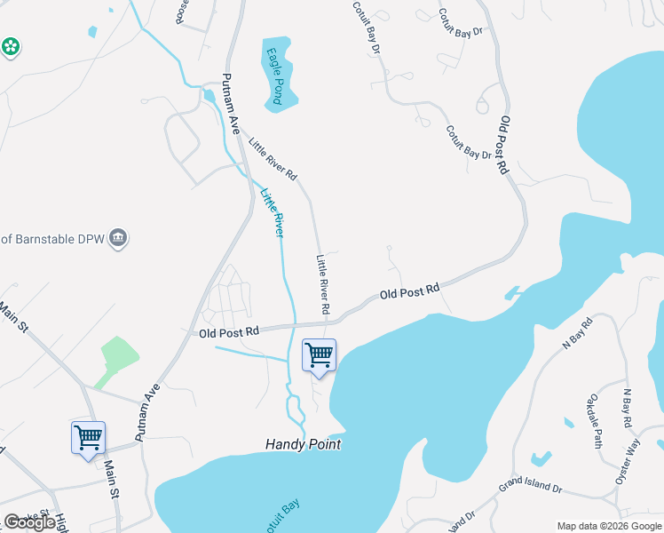 map of restaurants, bars, coffee shops, grocery stores, and more near 204 Little River Road in Barnstable