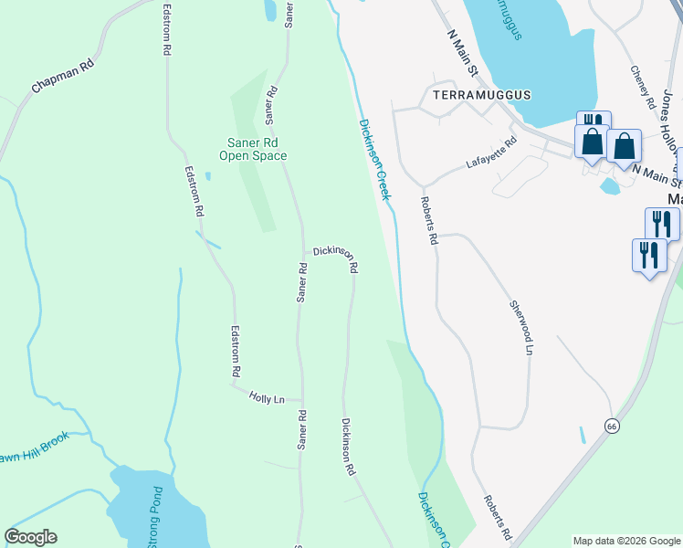 map of restaurants, bars, coffee shops, grocery stores, and more near 109 Dickinson Road in Marlborough