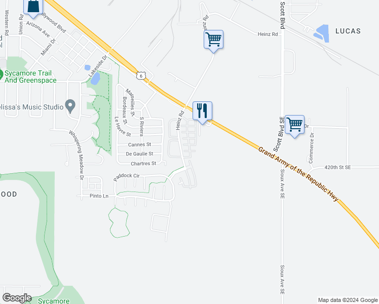 map of restaurants, bars, coffee shops, grocery stores, and more near 2824 Triple Crown Lane in Iowa City