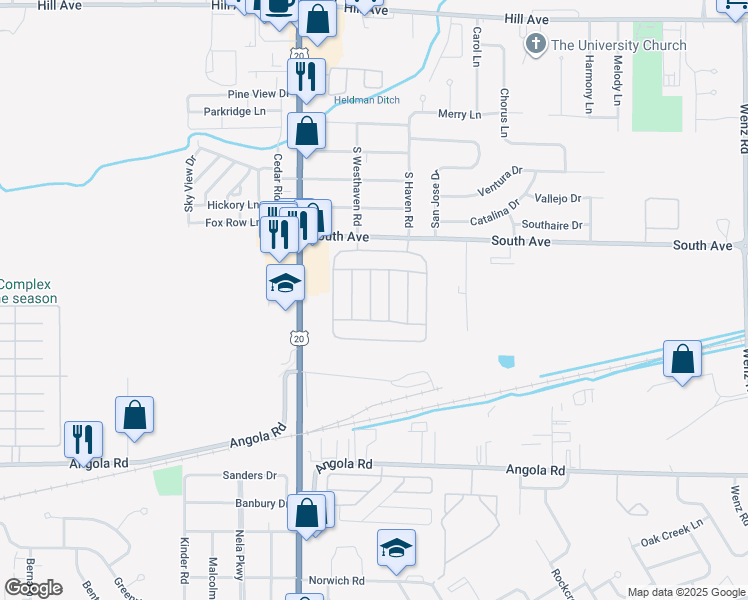 map of restaurants, bars, coffee shops, grocery stores, and more near 5001 South Avenue in Toledo