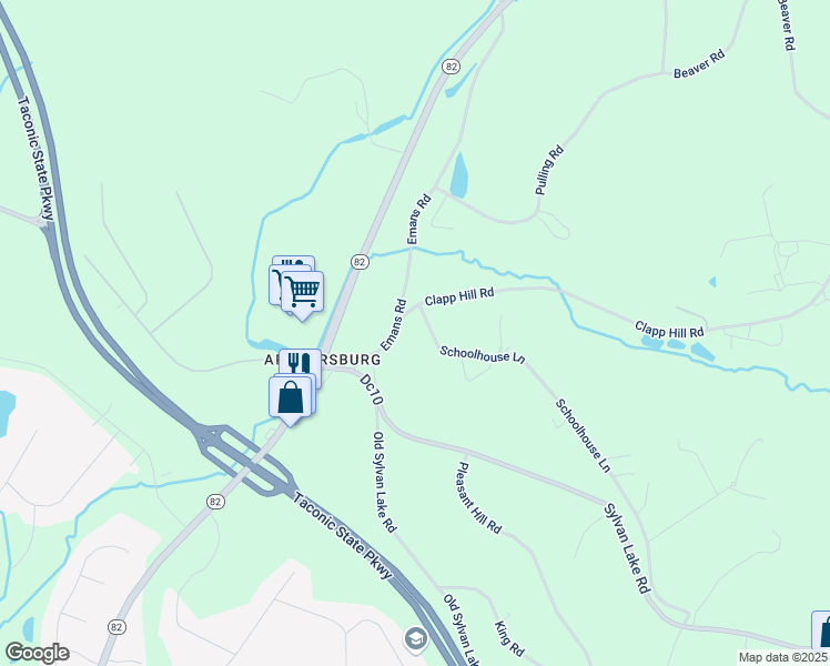 map of restaurants, bars, coffee shops, grocery stores, and more near 173 Schoolhouse Lane in Lagrangeville