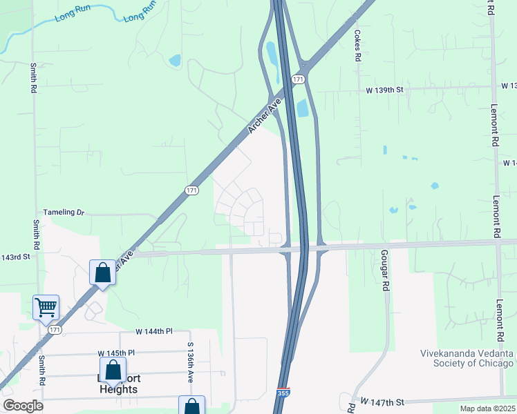 map of restaurants, bars, coffee shops, grocery stores, and more near 14158 Hilltop Lane in Lockport
