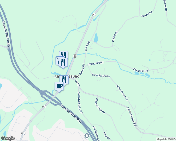 map of restaurants, bars, coffee shops, grocery stores, and more near 173 Schoolhouse Lane in Lagrangeville