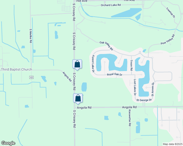 map of restaurants, bars, coffee shops, grocery stores, and more near 624 Forest Lake Drive in Holland