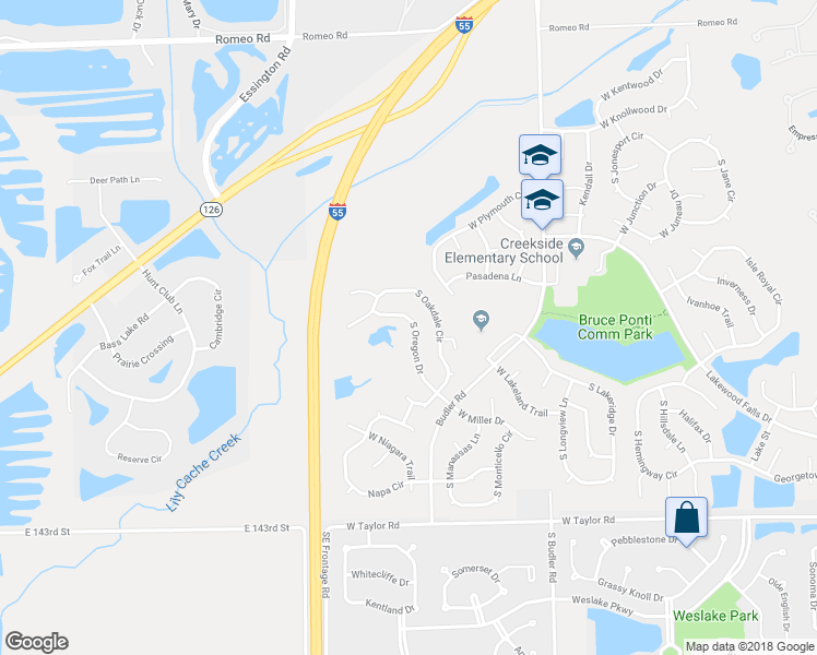 map of restaurants, bars, coffee shops, grocery stores, and more near 13948 South Oregon Drive in Plainfield