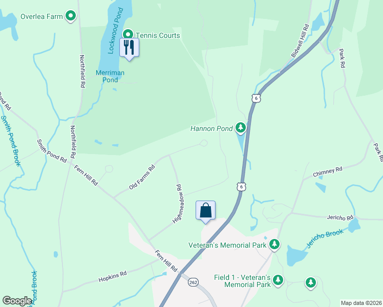 map of restaurants, bars, coffee shops, grocery stores, and more near 206 Old Farms Road in Watertown