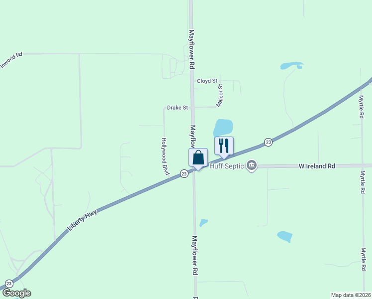 map of restaurants, bars, coffee shops, grocery stores, and more near 59245-59481 Mayflower Road in South Bend