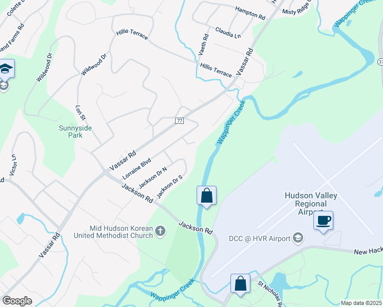 map of restaurants, bars, coffee shops, grocery stores, and more near 27 Jackson Drive in Poughkeepsie