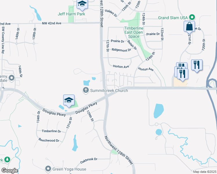 map of restaurants, bars, coffee shops, grocery stores, and more near 3835 Northwest 128th Street in Urbandale