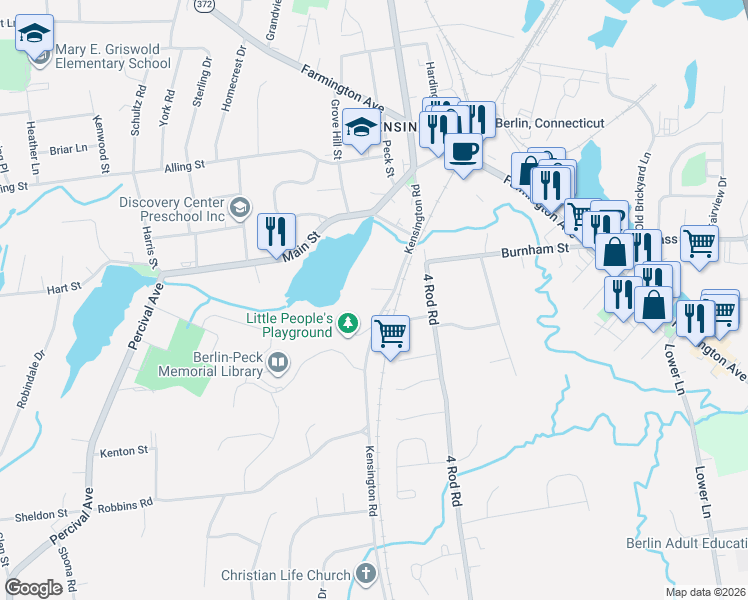 map of restaurants, bars, coffee shops, grocery stores, and more near 178 Kensington Road in Berlin