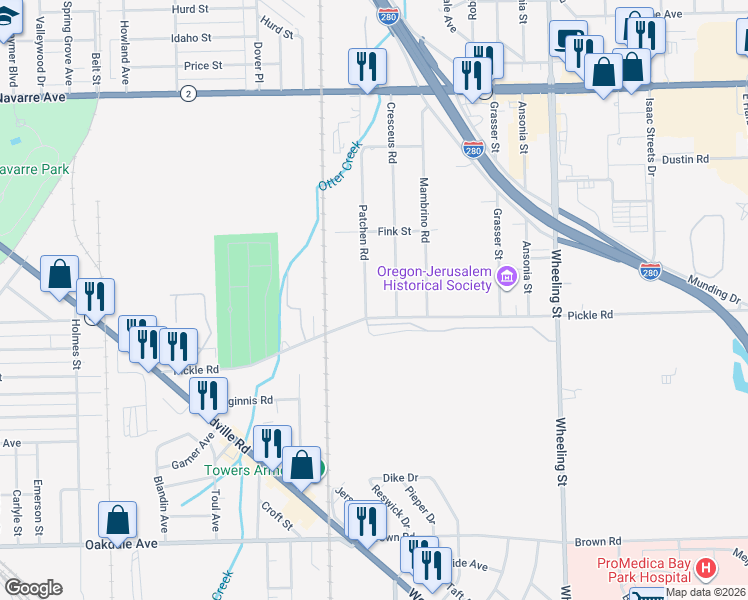 map of restaurants, bars, coffee shops, grocery stores, and more near 1147 Patchen Road in Oregon