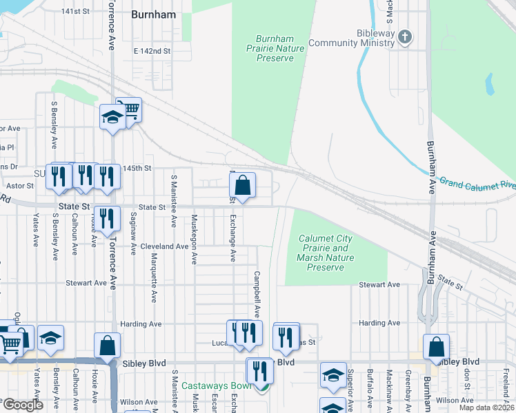 map of restaurants, bars, coffee shops, grocery stores, and more near 1400 State Street in Chicago